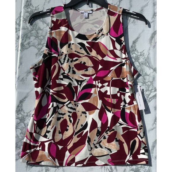 Bar III Womens Sleeveless Floral Print Top 1X Multicolor self lined front body - Picture 1 of 8